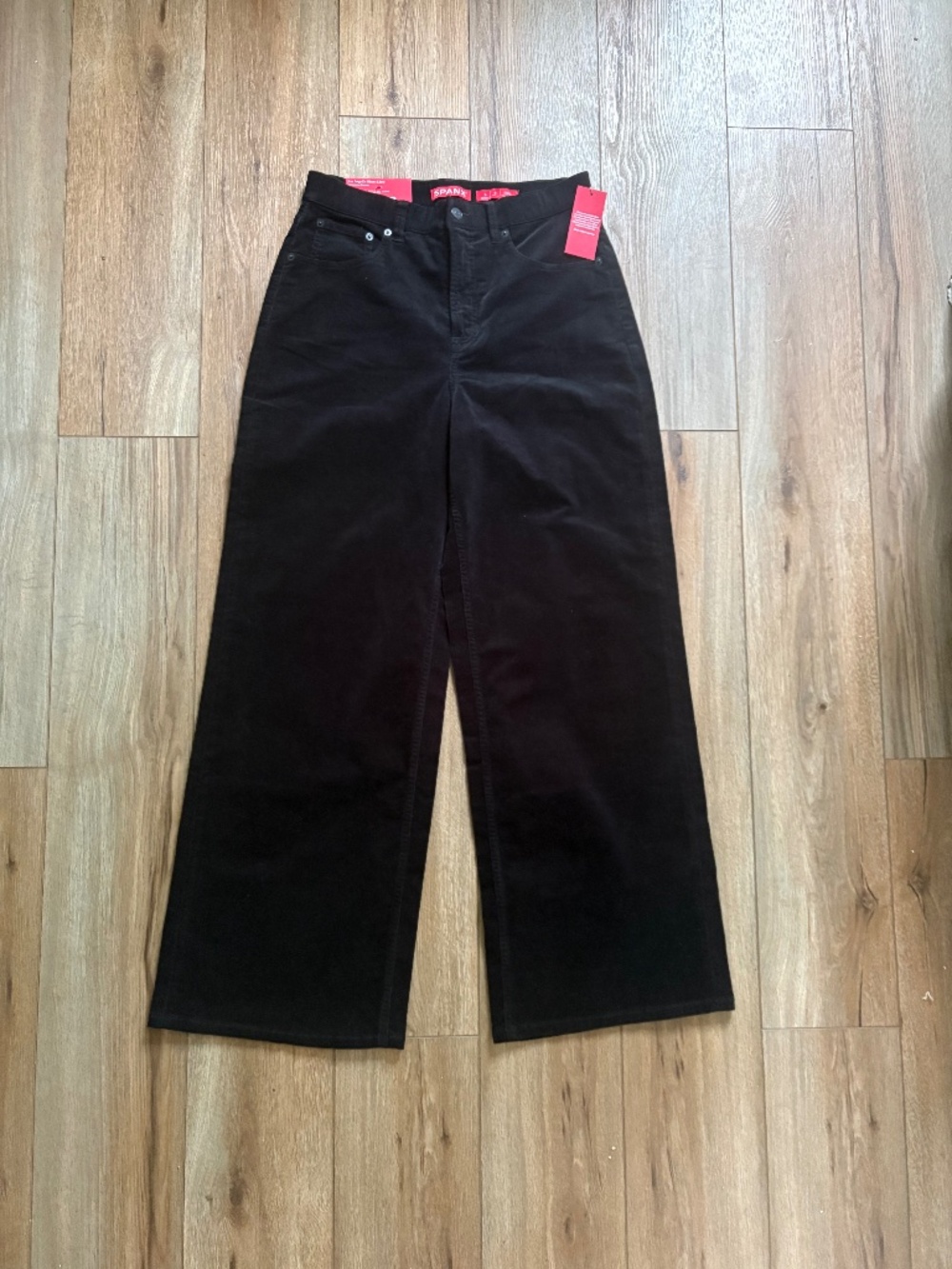 NWT SPANXshape Spanx Authentic Corduroy Wide Leg Jeans Classic Black Size L